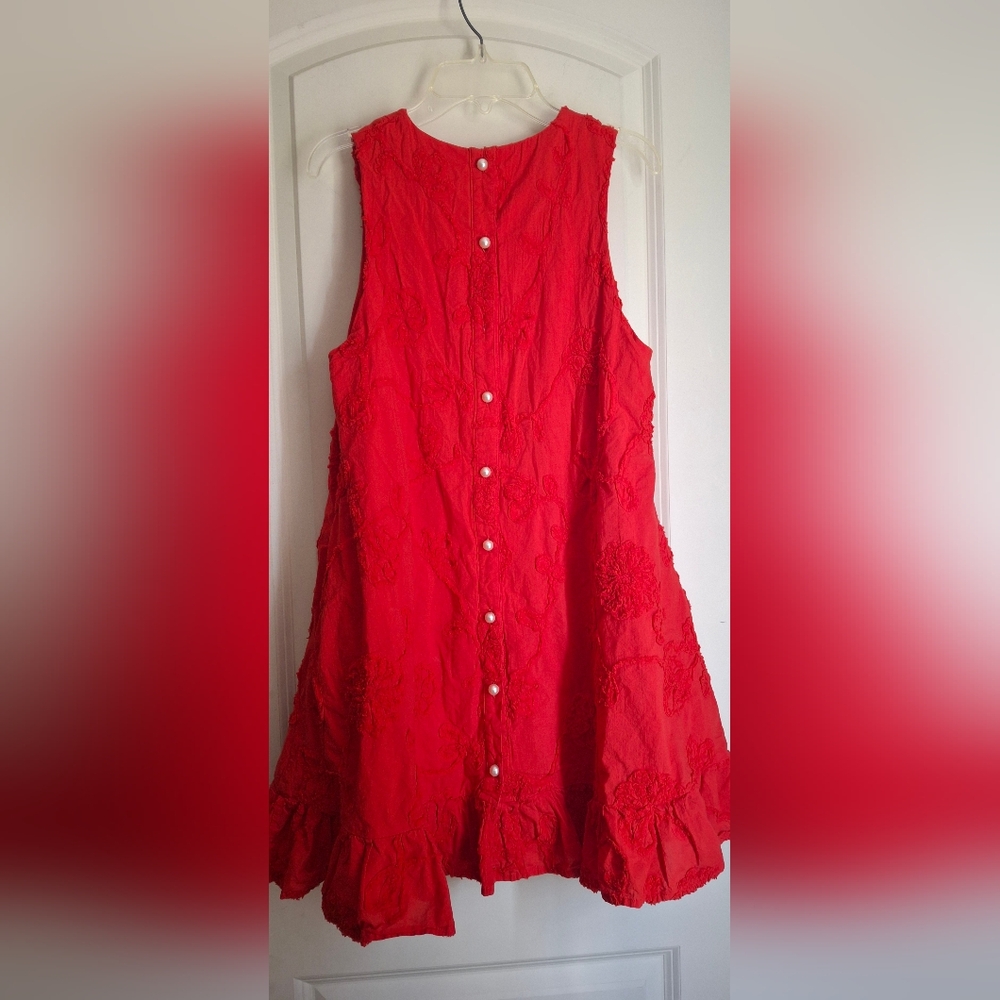 Entro Sleeveless Dress Cotton Sz S Floral Embroidered Ruffle embroidered cotton - Picture 3 of 10